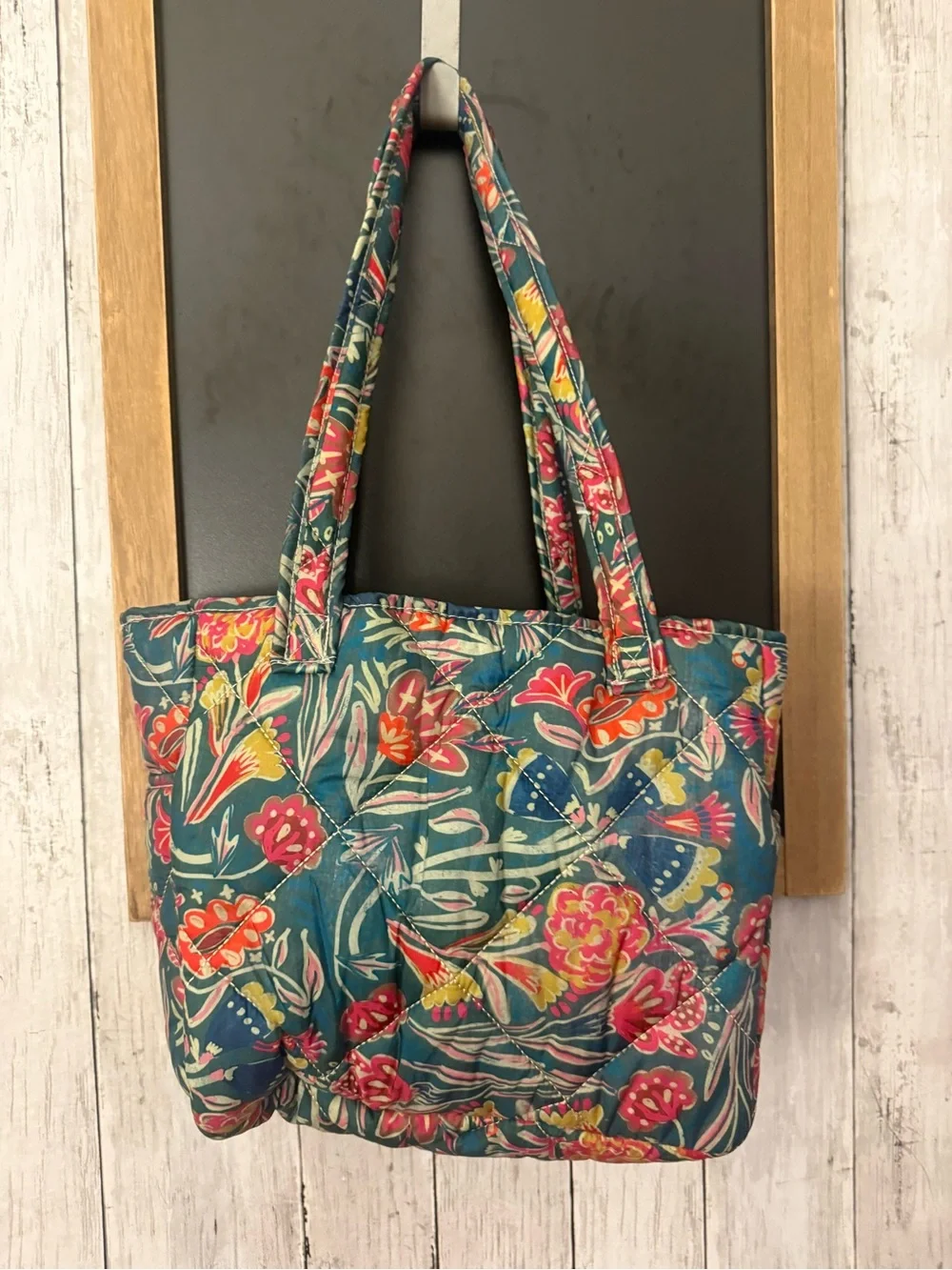 Natural Life Floral Quilted Shoulder Bag, Zip Closure, Pockets